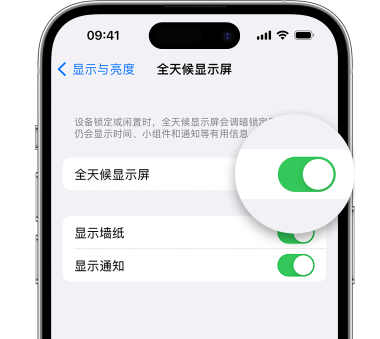 中和镇苹果15预约维修分享iPhone15如何设置全天候显示屏幕可见 